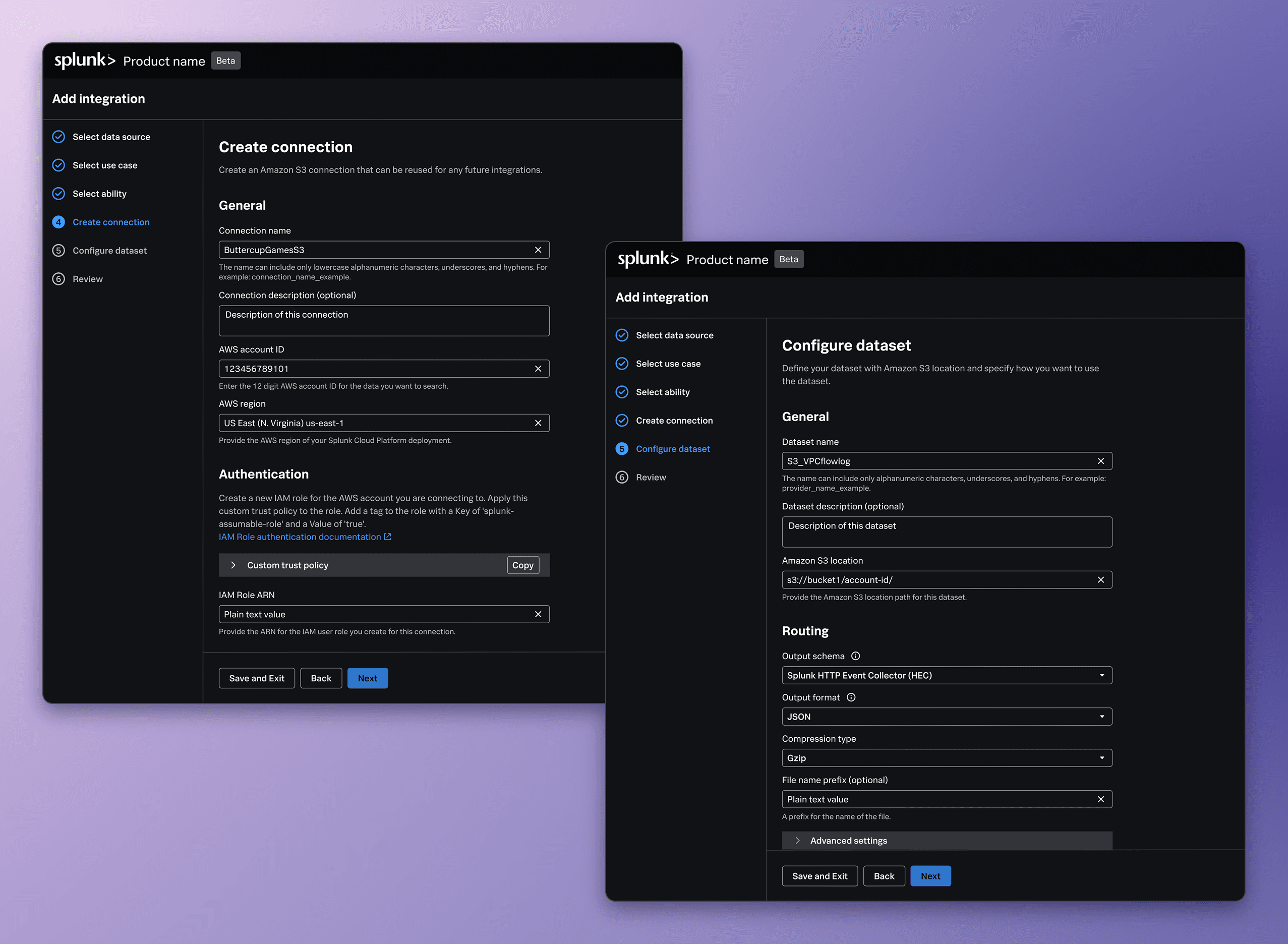 Unified connection and dataset flow
